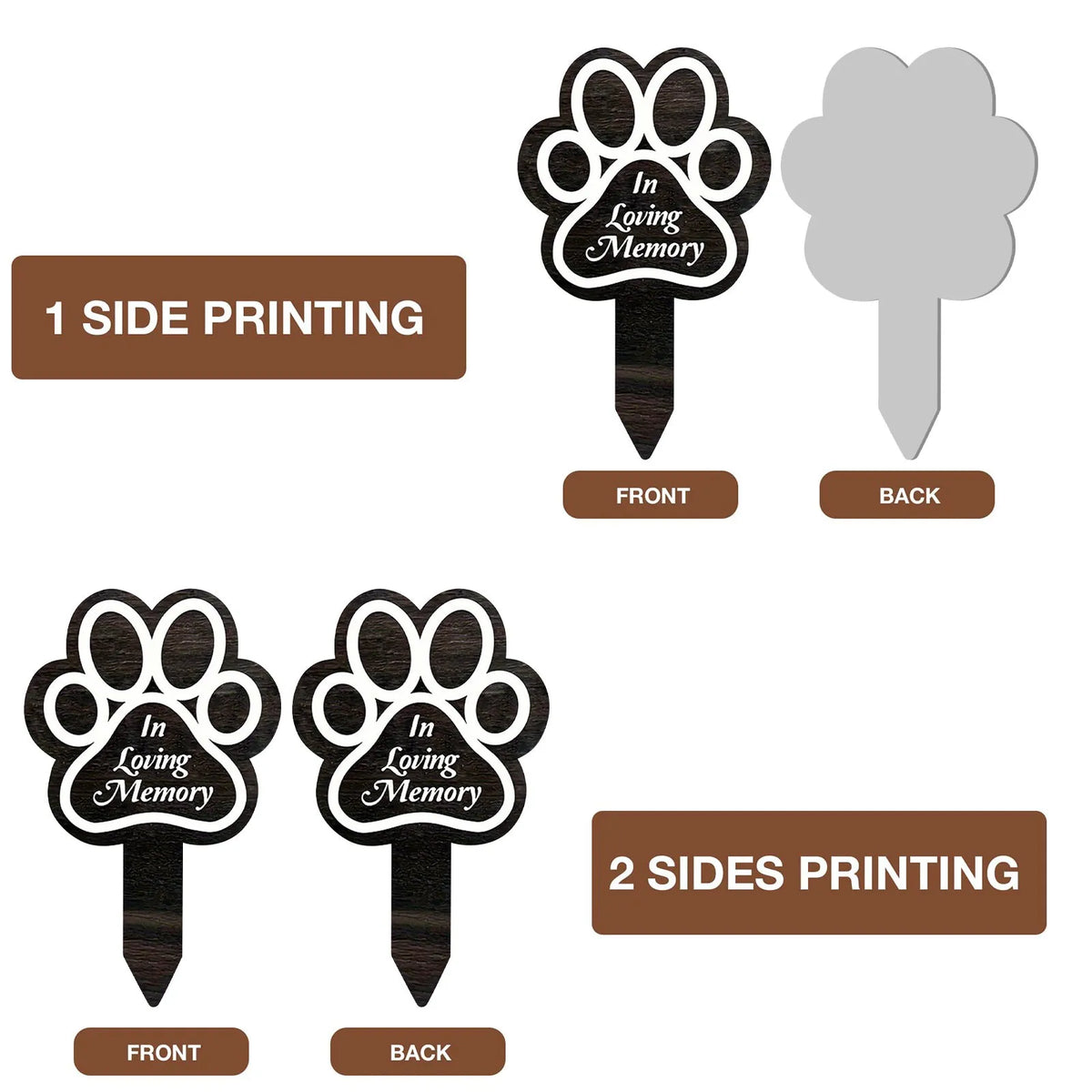 Wooden Pet Memorial Garden Stake with Paw Print