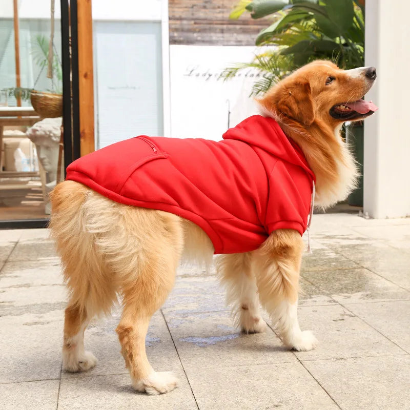 Sudadera de Fleece para Perro Grande con Capucha y Bolsillo con Cremallera