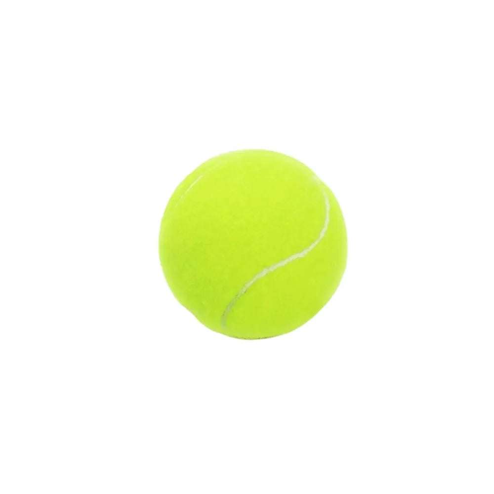 A bright neon yellow tennis ball.