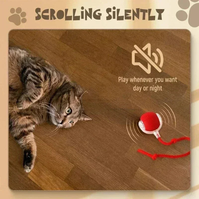 Interactive Automatic Rolling Cat Toy with Tail