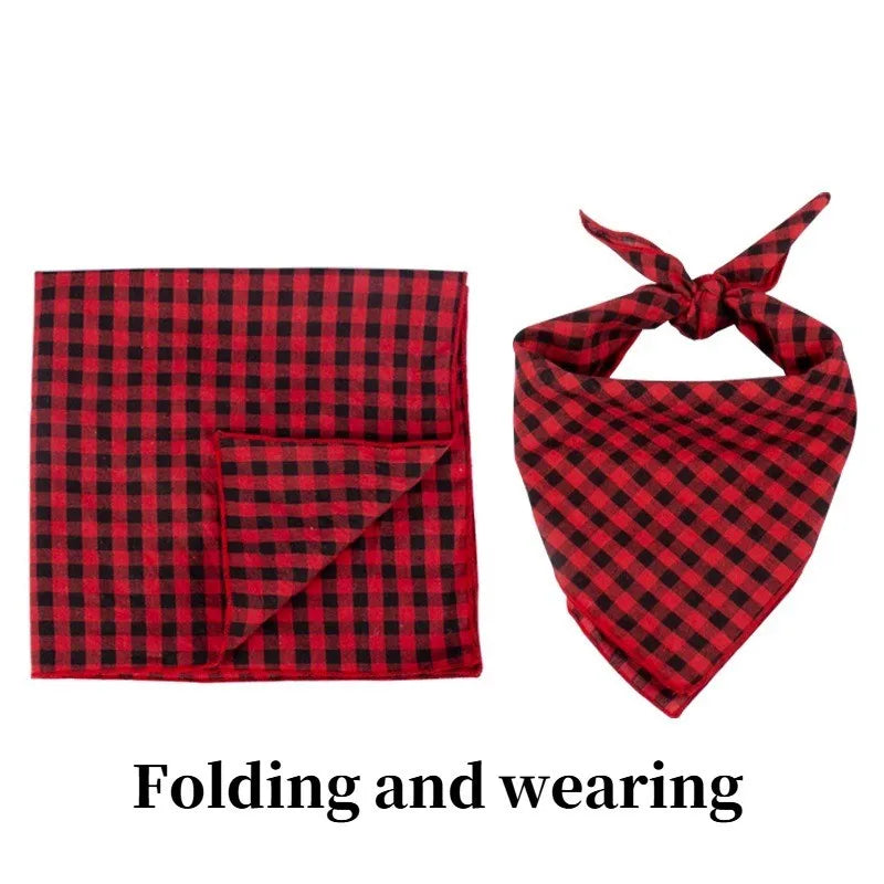 Custom Name Plaid Cotton Dog Bandana