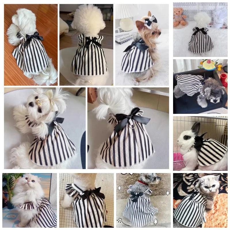 Vestido de Algodón a Rayas para Perro