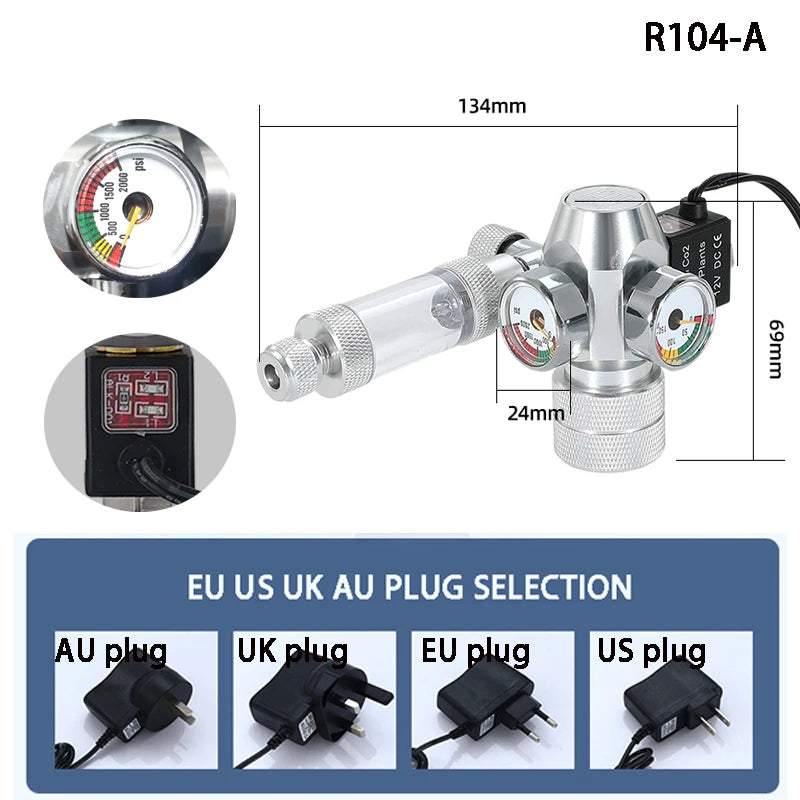 Digitaler CO2-Regulator für Aquarien mit Magnetventil und Blasenzähler