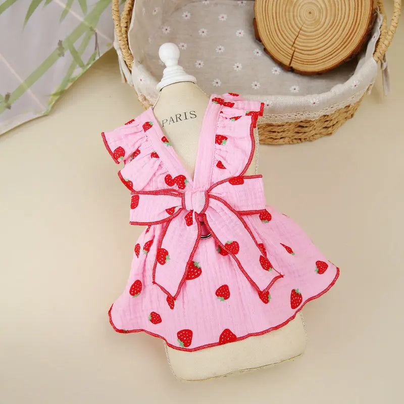 Princess Mesh Dog Dress with Bow Lace Trim