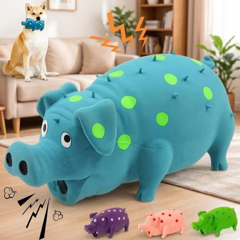 Grunt Pig Squeaky Dog Toy – Durable Latex Chew for Interactive Play