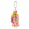 Interactive hanging chewing toy for parrots and small pets made of colorful braided rope