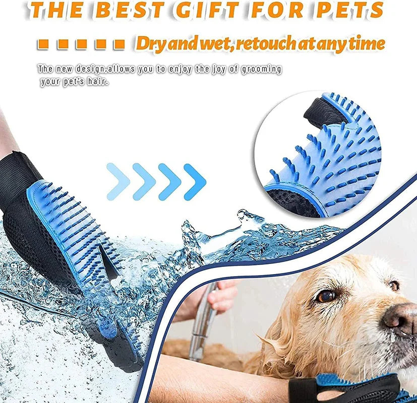 Pet Hair Remover Gloves – Dog & Cat Grooming Brush