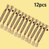 Twelve natural fiber catnip chew sticks with wooden handles and squeakers arranged diagonally.