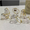 Set klare Glas-Haartaschen-Anhänger in Katzenform mit goldfarbener Schnur.