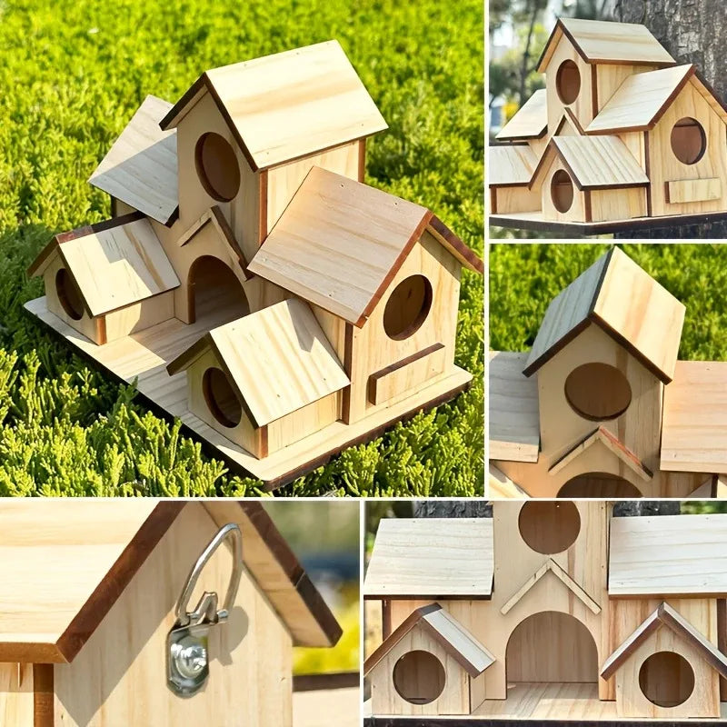 Handcrafted Wooden Bird House with Waterproof Finish