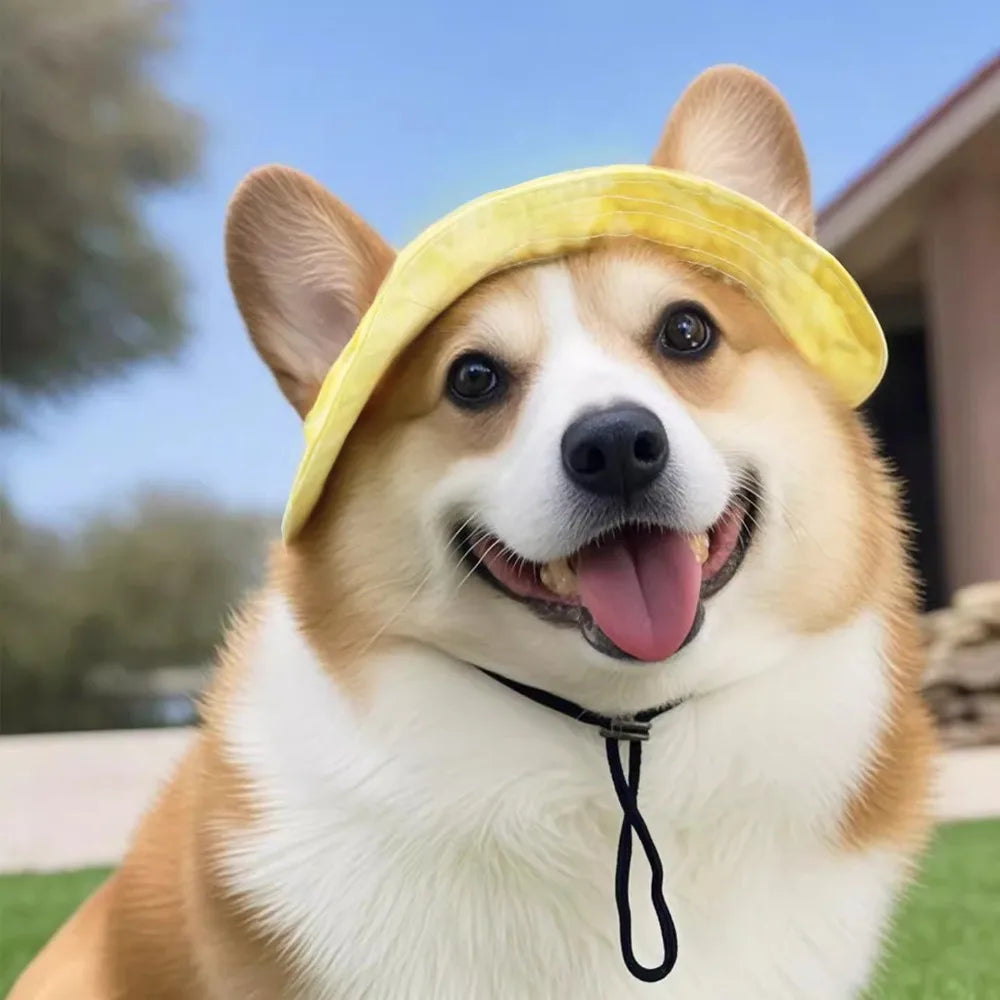 Breathable Cotton Sun Hat for Dogs and Cats with Ear Holes