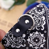 Black and white patterned PU dog and cat collar with a silver buckle.