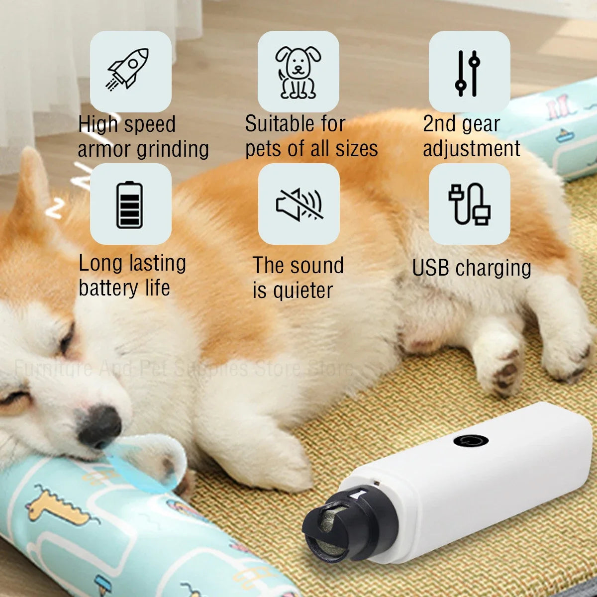 Rechargeable Electric Pet Nail Grinder with LED Light