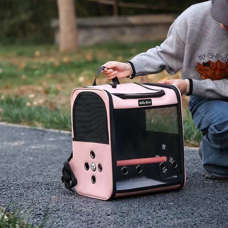 Breathable Bird Travel Backpack Carrier with Perch