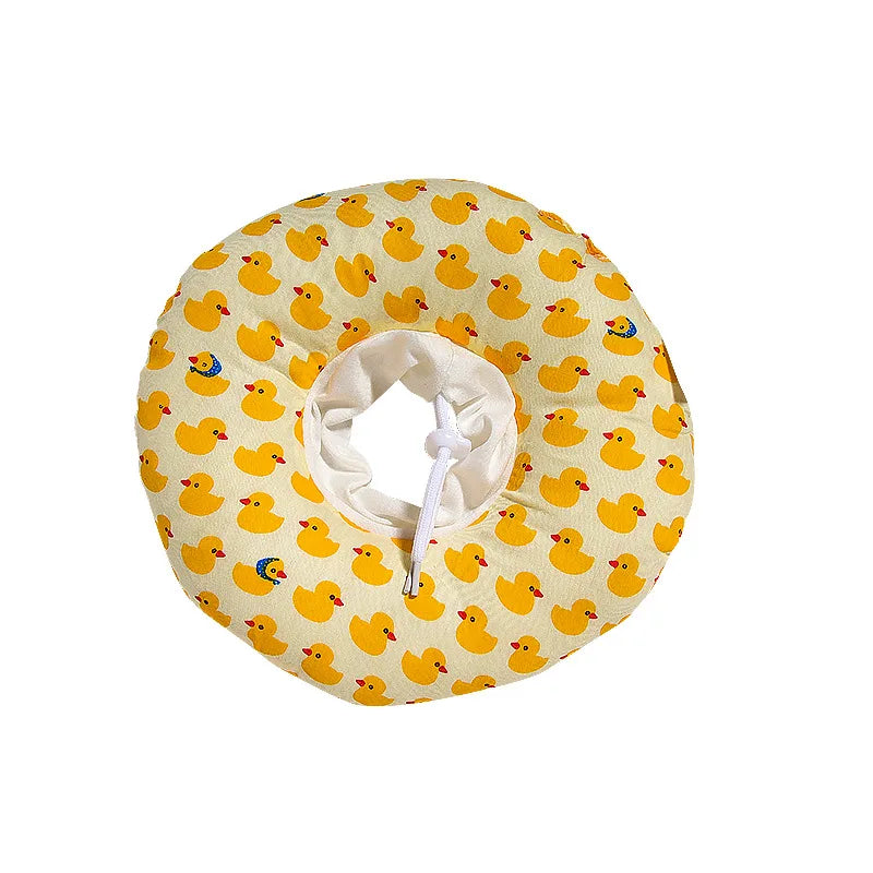Yellow fabric collar with a pattern of small yellow birds for dogs and cats