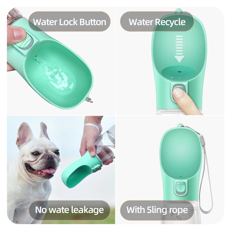 Bouteille d'eau portable pour animaux avec bol intégré