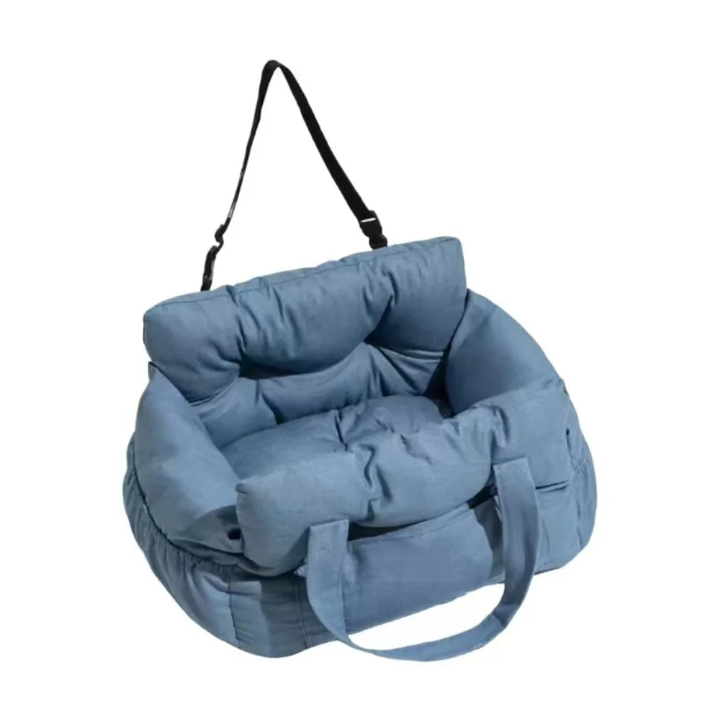 Dog Car Seat with Safety Belt – Non-Slip, Washable Travel Bed for Small Dogs