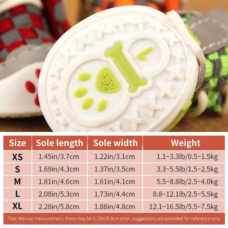 Corduroy Anti-Drop Breathable Dog Shoes for Small Puppies (Set of 4)