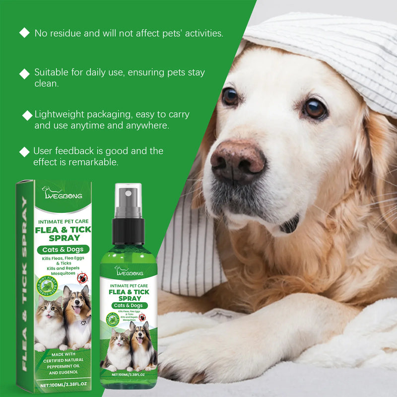 Mite Removal Spray for Cats and Dogs - Flea Killer & Tick Relief