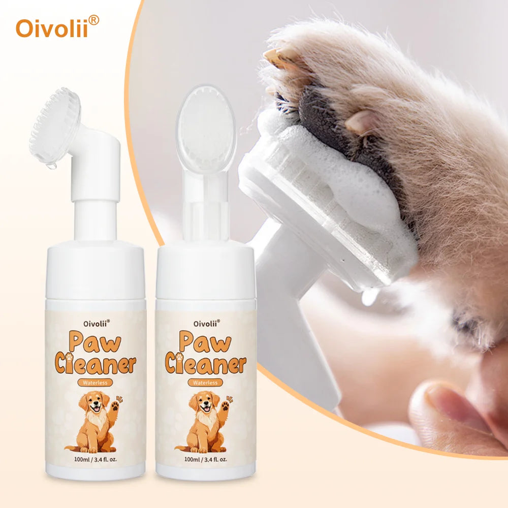 Waterless Paw Foam Cleaner with Built-In Silicone Brush