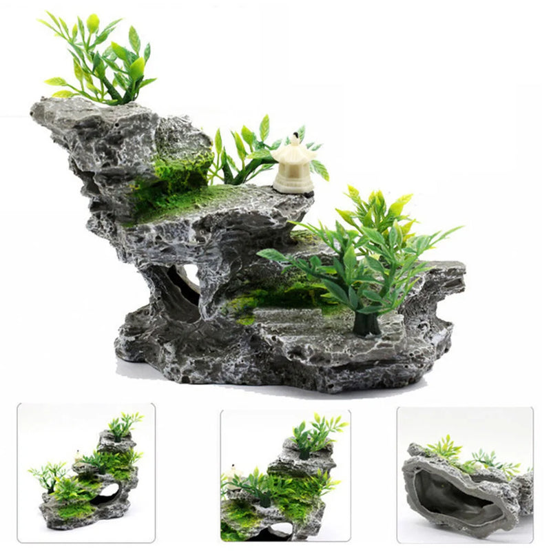Aquarium Rockery Mountain Stone Hiding Fish Cave Decor