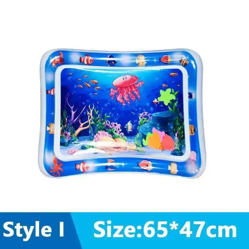 Blue interactive sensory water play mat featuring fish and sea creatures for cats and dogs