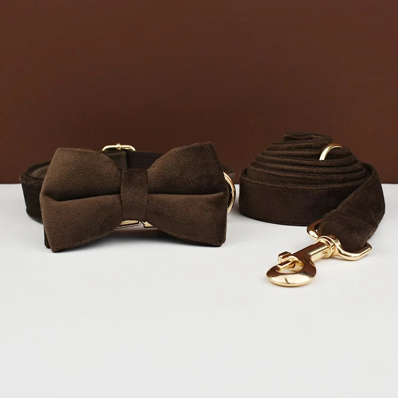 Personalisiertes Halsband, Geschirr & Leine Set mit abnehmbarem Fliegenknoten