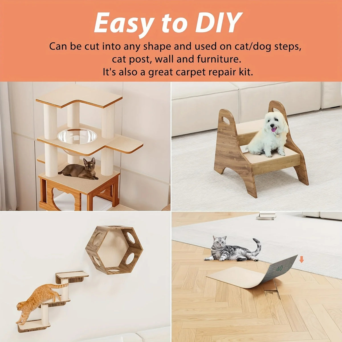 Self-Adhesive Cat Scratching Mat for Furniture Protection