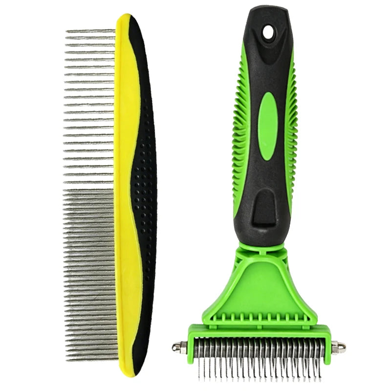 Double-Sided Pet Grooming Comb for Detangling and Shedding