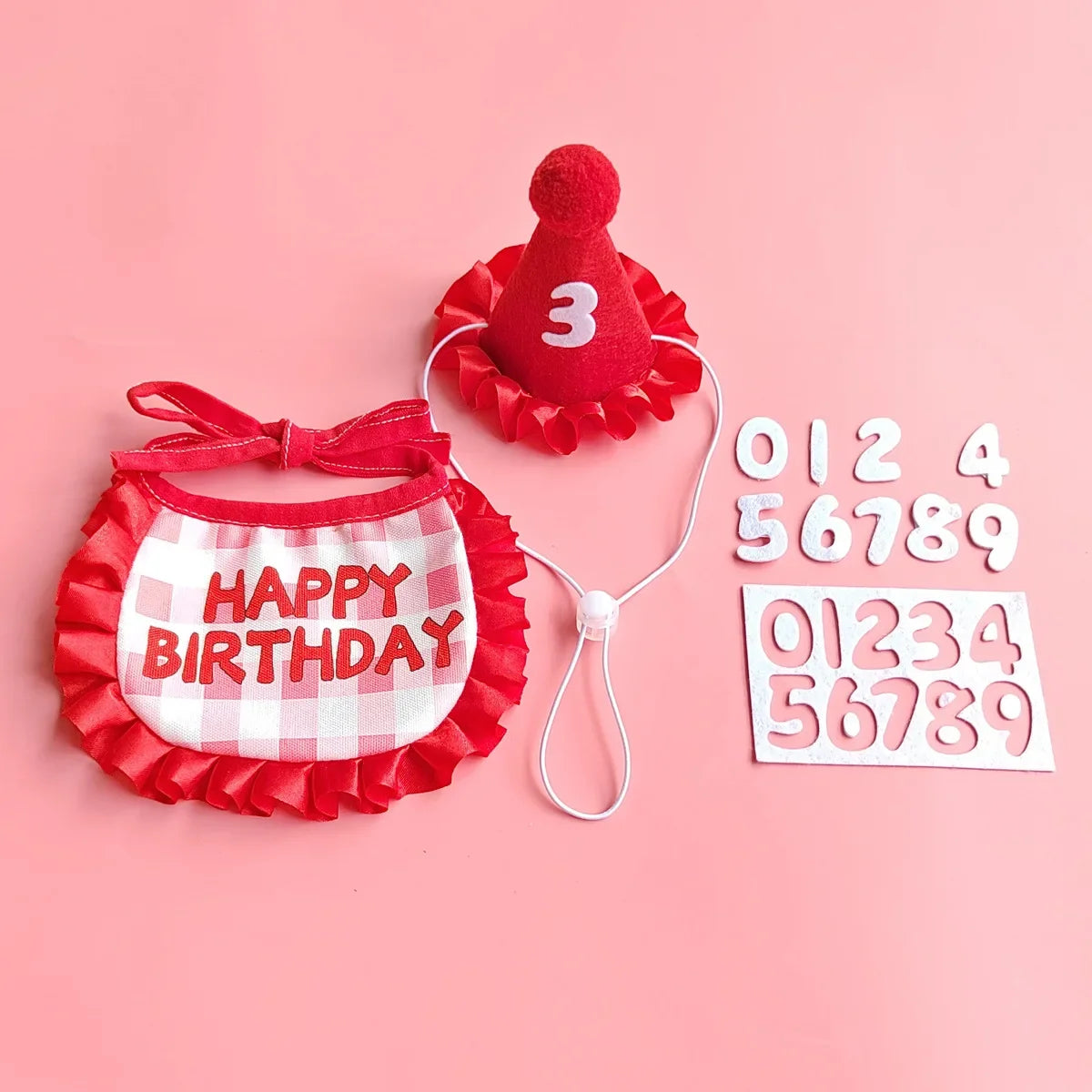 Happy Birthday Pet Party Hat and Bib Set