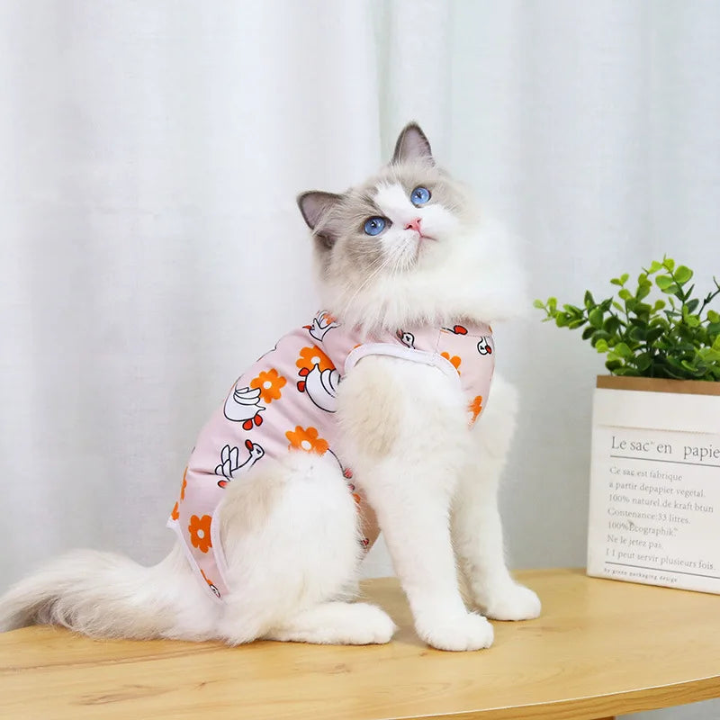 Cat Recovery Vest – Soft Anti-Licking Protector for Post-Surgery Care