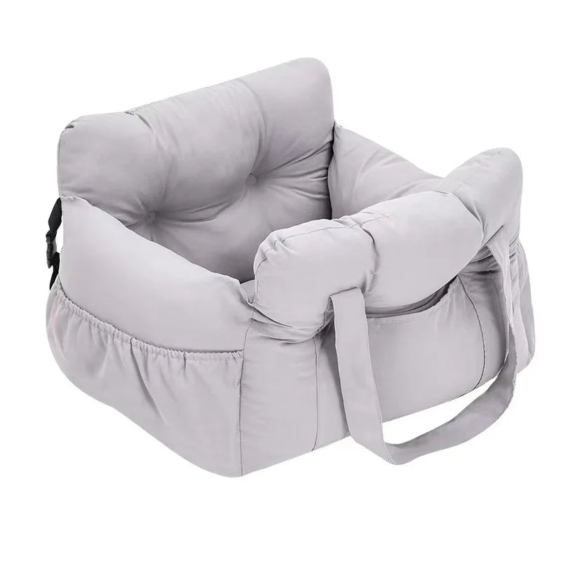 Dog Car Seat with Safety Belt – Non-Slip, Washable Travel Bed for Small Dogs