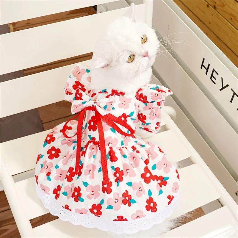 Floral Summer Princess Dress for Small Dogs and Cats