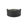 Black genuine leather extra wide dog collar with a gold-toned buckle.