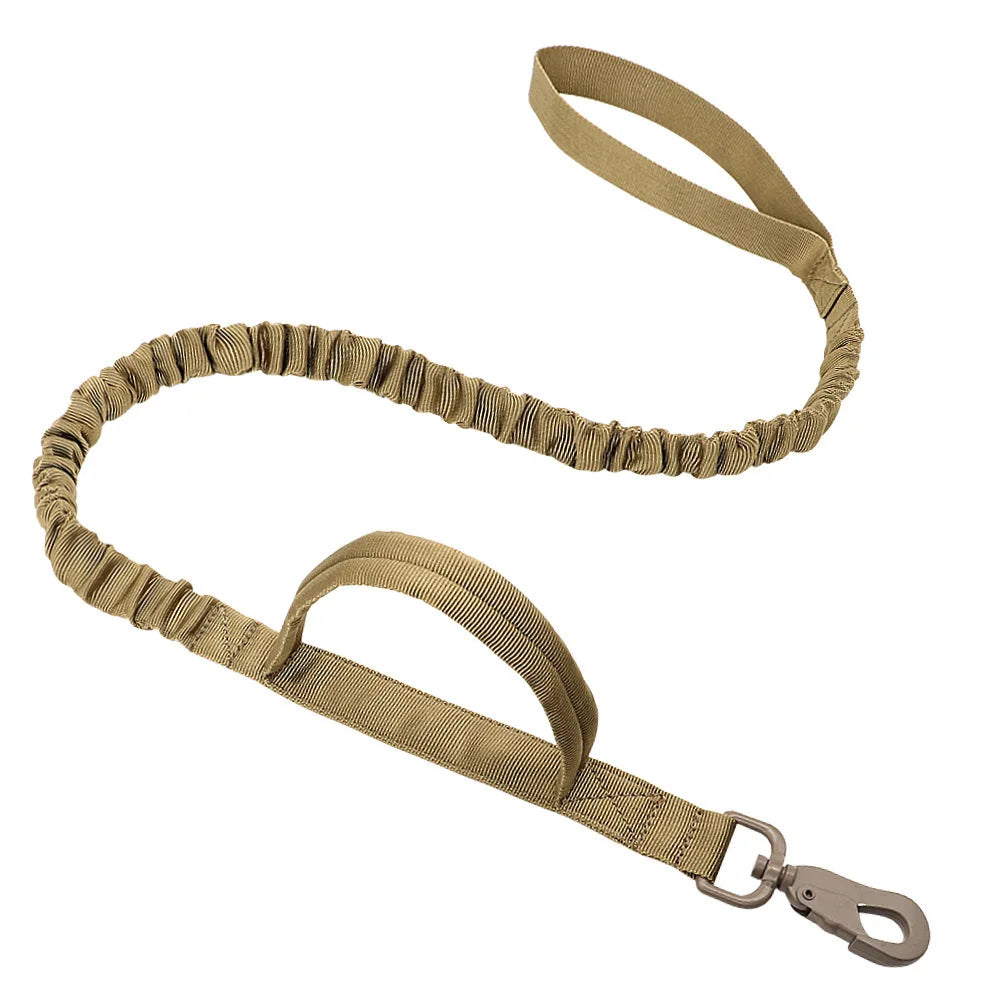Tactical Dog Leash with Dual Handles and Shock-Absorbing Bungee