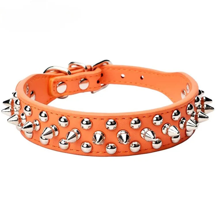 Punk Rivet Spiked Leather Dog Collar