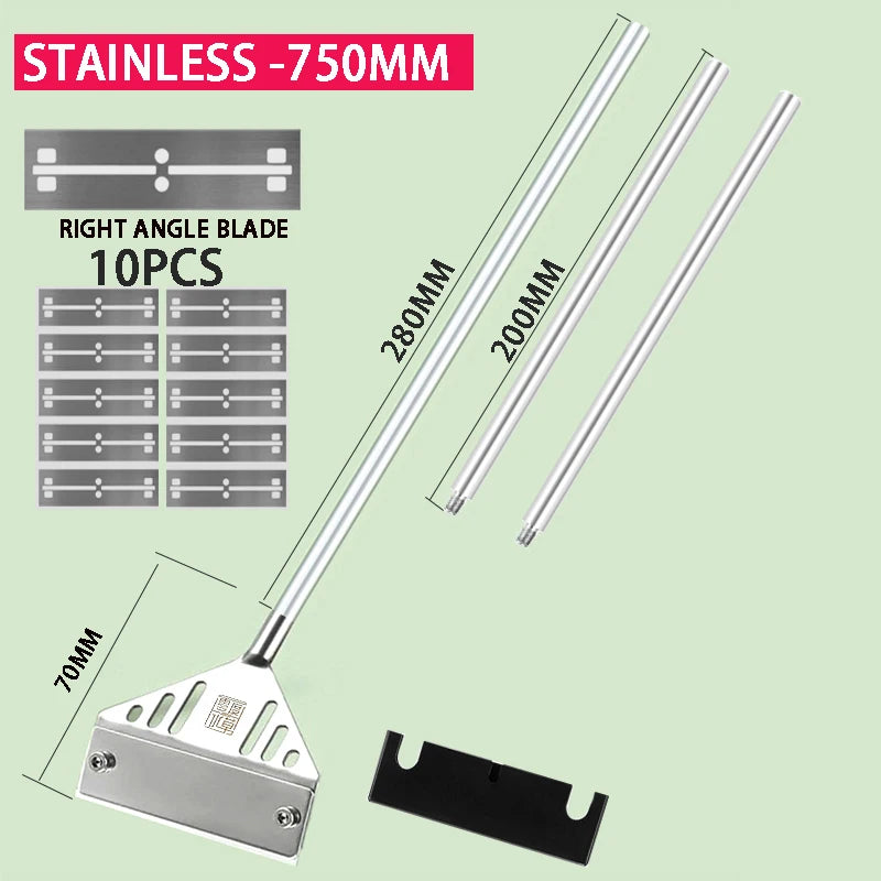 Stainless steel right angle blades and scraper for aquarium algae removal