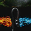 Borosilicate glass lily pipe showing a contrast between red and blue smoke or liquid inside.