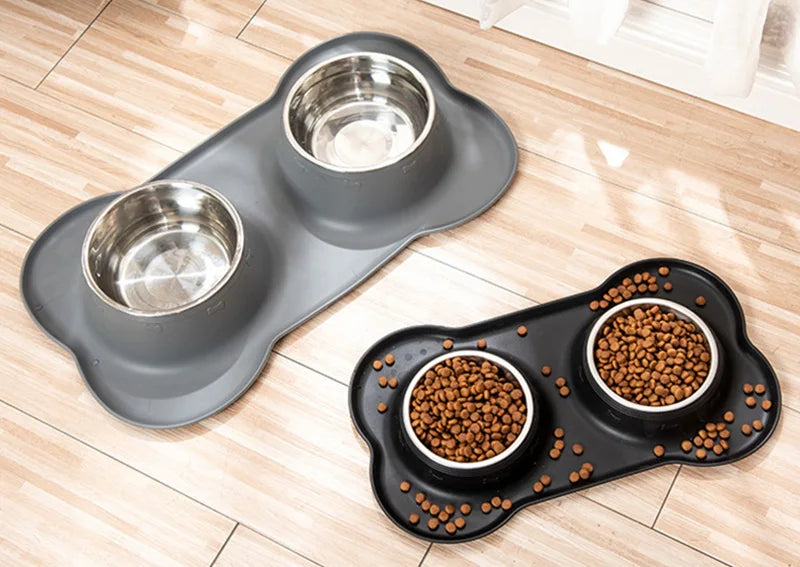 Cuenco para Mascotas de Acero Inoxidable con Base Antideslizante