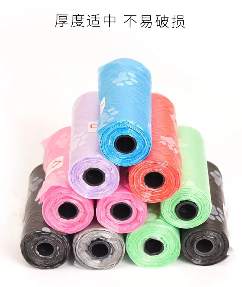 Disposable Dog Waste Bags with Bone-Shaped Dispenser and Leash Clip