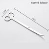 A stainless steel curved scissor with a 25cm blade and 6.5cm handle for aquarium cleaning.