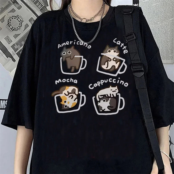 Camiseta de Mujer con Estampa Graciosa de Gato