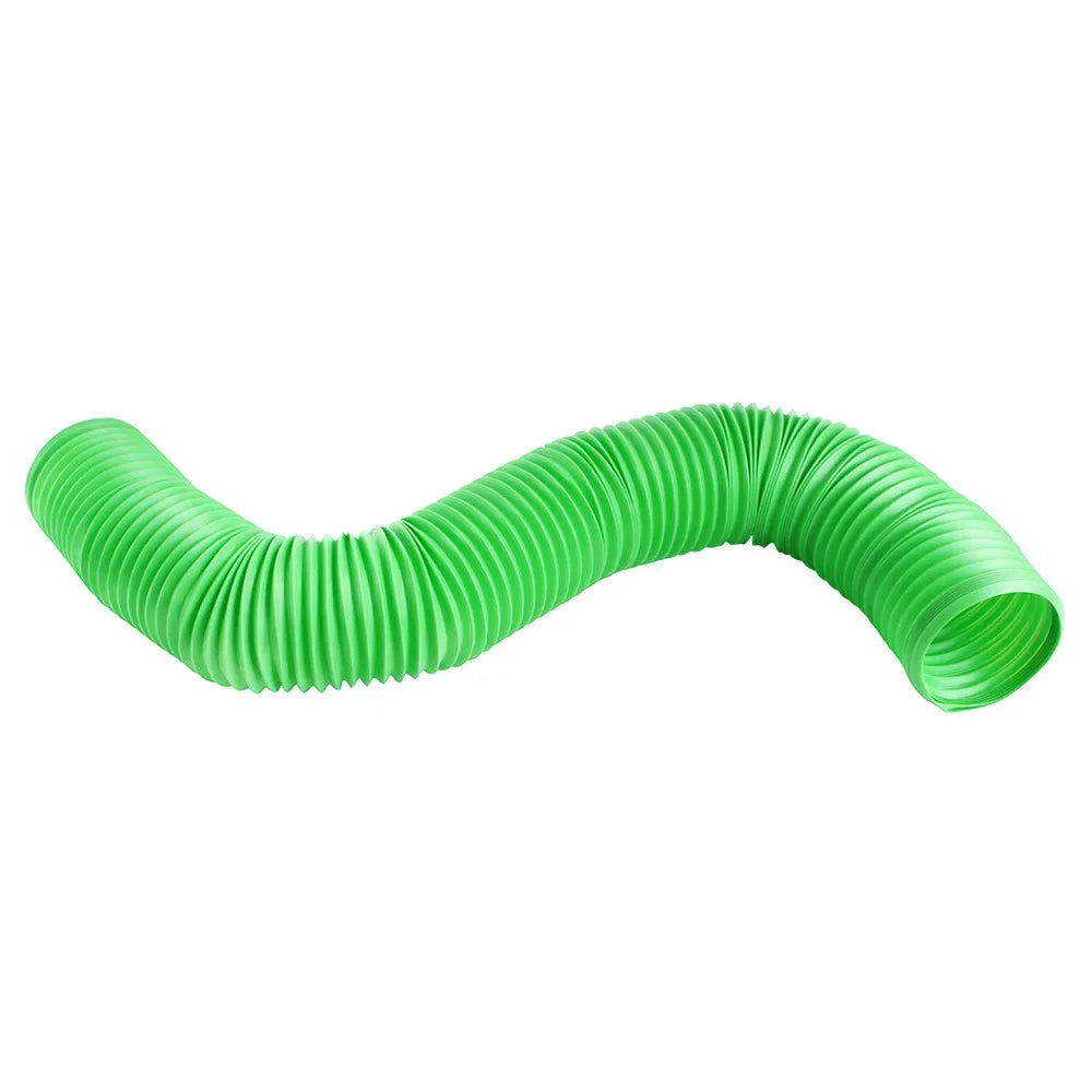 A bright green flexible plastic tube or tunnel for small pets.
