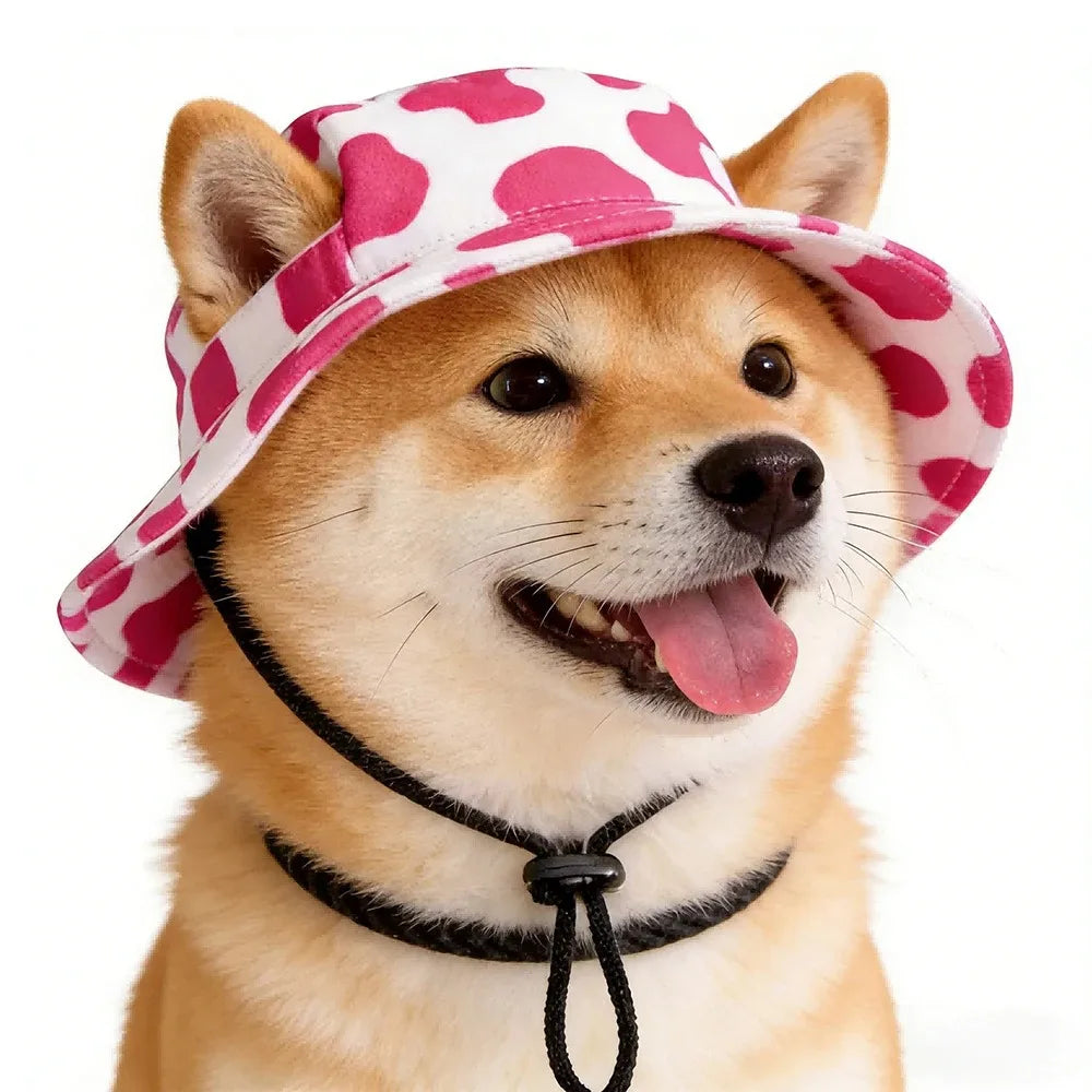 Adjustable Pet Bucket Hat with Ear Openings for Sun Protection