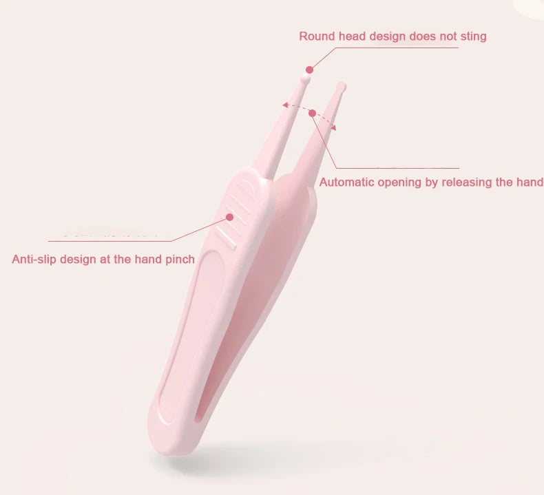 A pink kids portable nail care set with a round head design and anti-slip grip.
