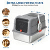 Large Stainless Steel Enclosed Cat Litter Box with Anti-Slip Base