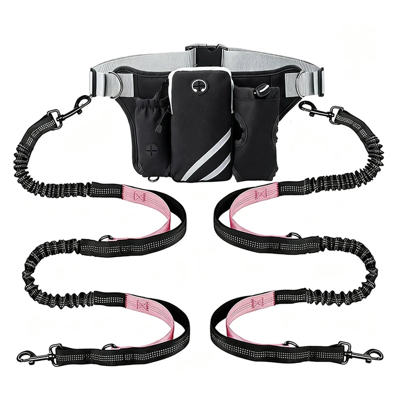 Hands-Free Reflective Dog Walking Belt with Storage Pouch