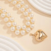 Vintage Pearl Heart Pendant Choker Necklace