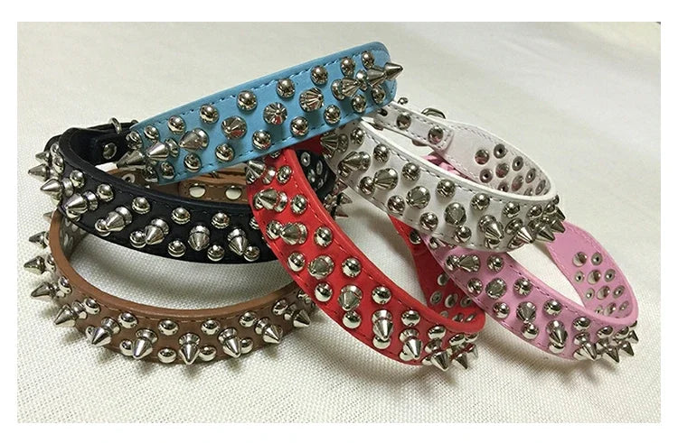 Punk Rivet Spiked Leather Dog Collar