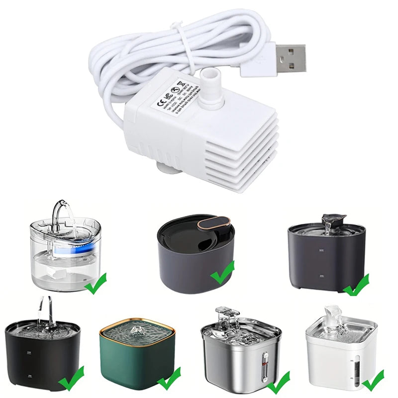 Cat Water Fountain Replacement Pump - Ultra-Quiet USB